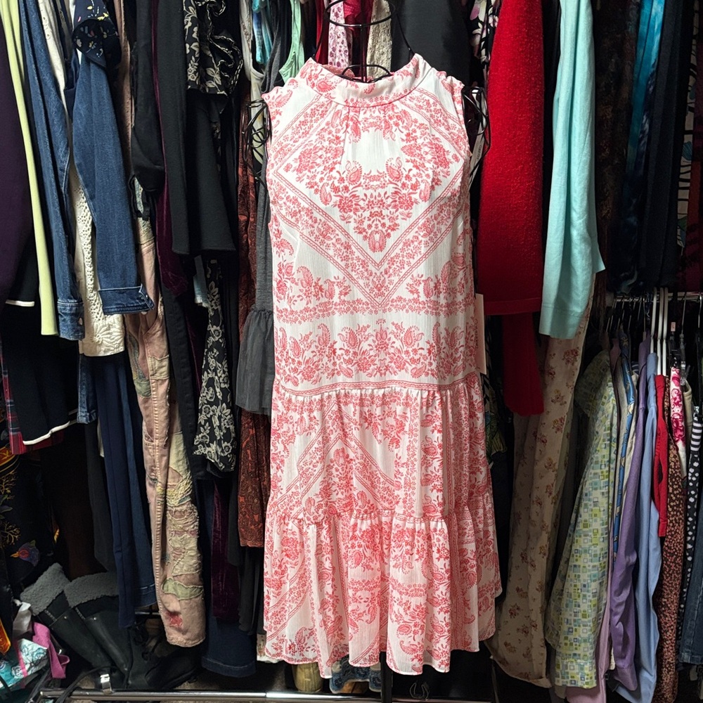 Calvin Klein red and White Midi Dress - Picture 1 of 6